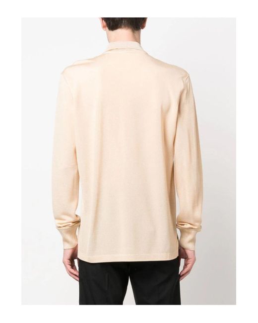 Tom Ford Natural Viscose Piquet Ls Polo Shirt Stone for men