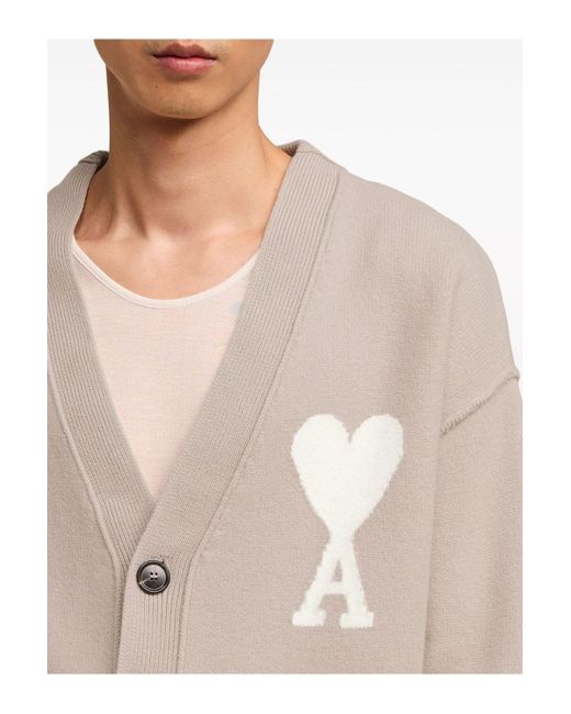 AMI Natural Off White Adc Cardigan for men