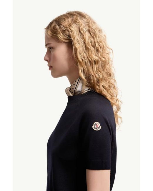 Moncler Blue Knitted T Shirt for men