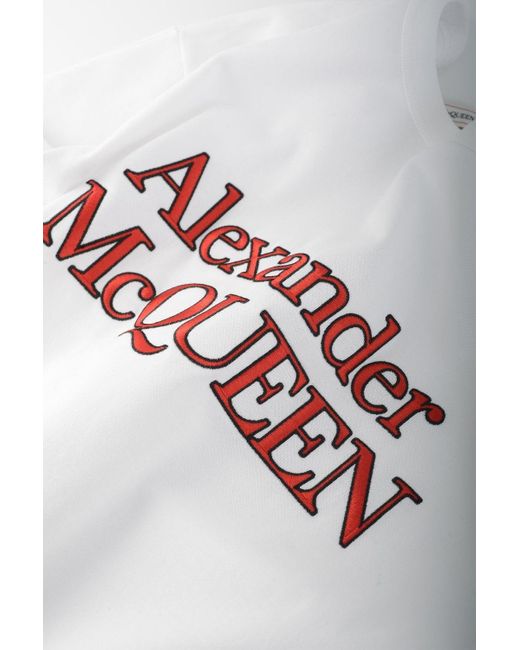 Alexander McQueen White Over Fit Mid Weight Cotton T Shirt for men