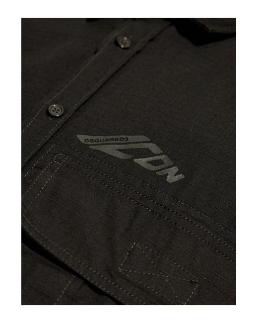 DSquared² Black Icon Ripstop Cropped Shirt for men