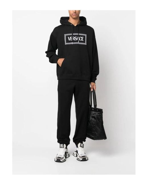 Versace Black Branded Pullover Hooded Top for men