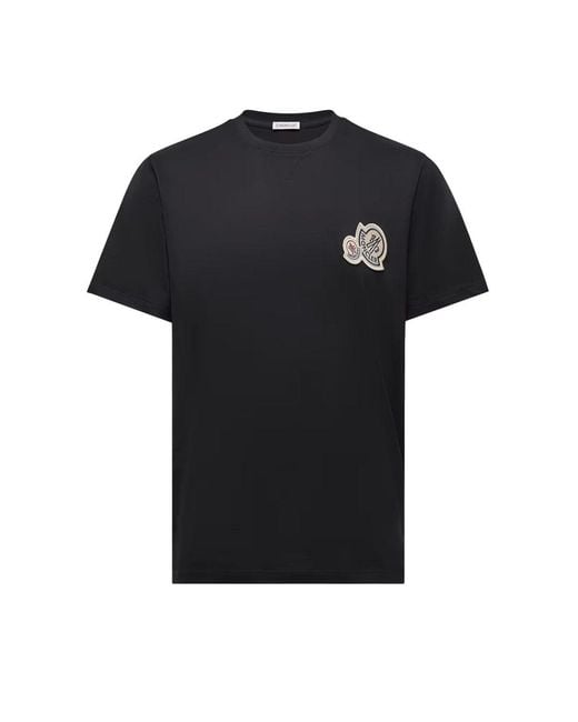 Moncler Black Double Logo T Shirt for men