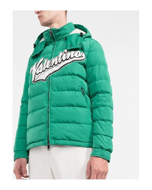 Valentino Green Hooded Down Jacket for men