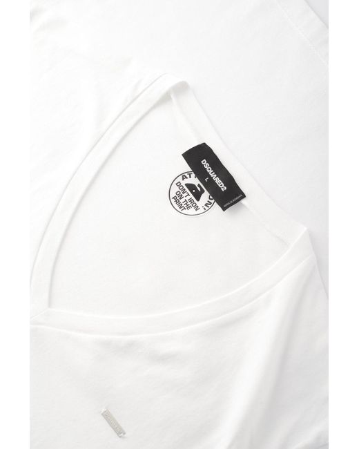 DSquared² White Cool Fit V Neck Classic T Shirt for men