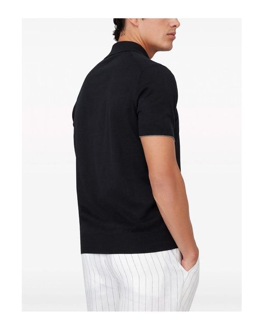 Brunello Cucinelli Black Knitted Polo for men