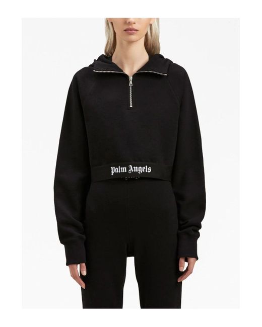 Palm Angels Black Logo Tape Zip Hoody