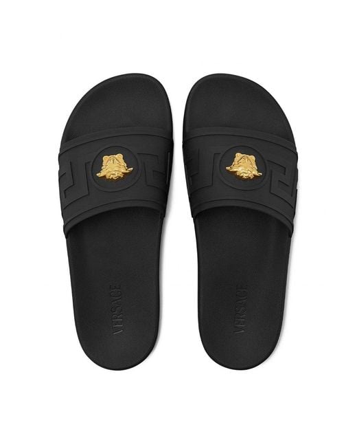 Versace Black Medusa Sliders for men