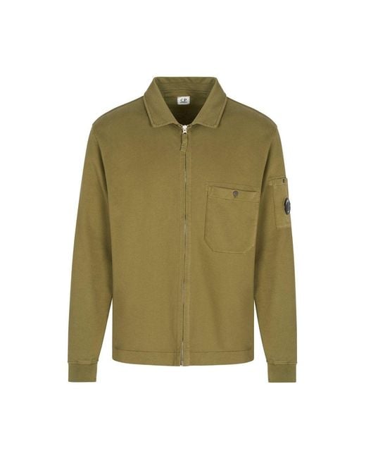 C P Company Green Jersey Overshirt for men