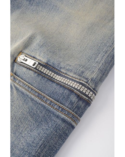 Givenchy Blue Distressed Zip Pocket Jeans for men