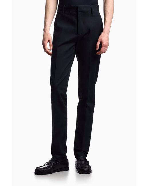 Emporio Armani Blue Comfort-gabardine Chinos for men