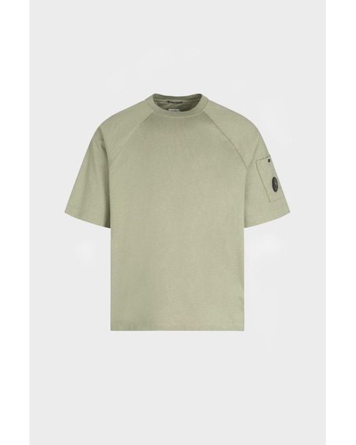 C P Company Green 30/2 Heavy Cotton Lens T Shirt for men