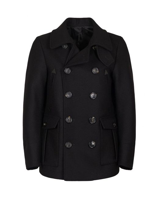 DSquared² Black Felted Wool Peacoat for men