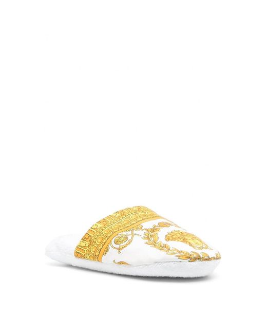 Versace Metallic Baroque Bath Slippers