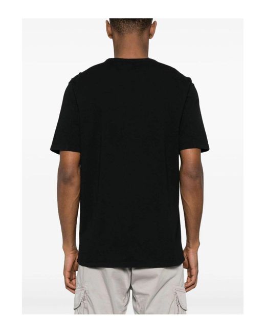 C P Company Black Garment Dyed Logo T-shirt for men