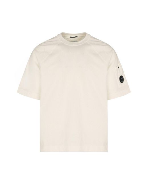 C P Company White 30/2 Heavy Cotton Lens T Shirt for men