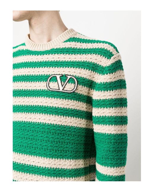 Valentino Green Vlogo Stripe Sweater for men