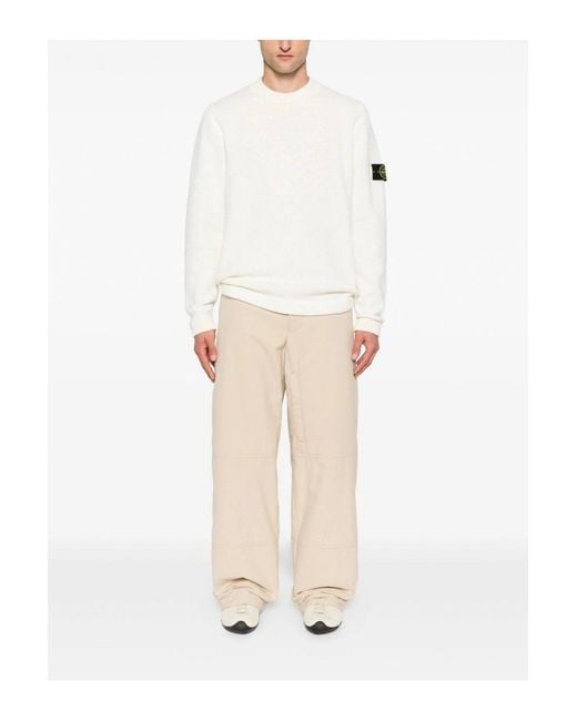 Stone Island White S00n2 Crewneck Sweater for men