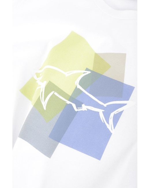 Paul & Shark Blue Cotton Shark Print T Shirt for men