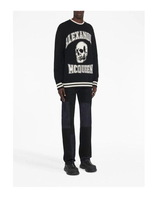 Alexander McQueen Black Skull Jaquard Sweater for men