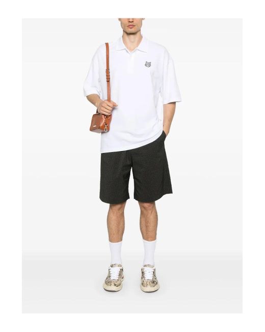 MAISON KITSUNE PARIS Black Elasticated Bermuda for men