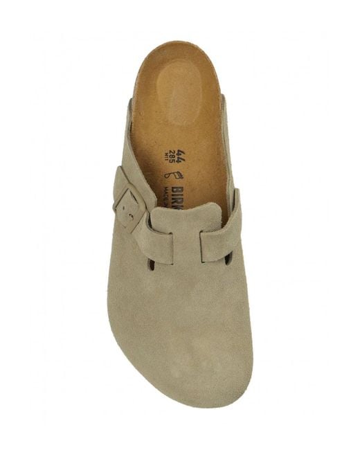 Birkenstock Green Boston Suede Leather Clogs for men