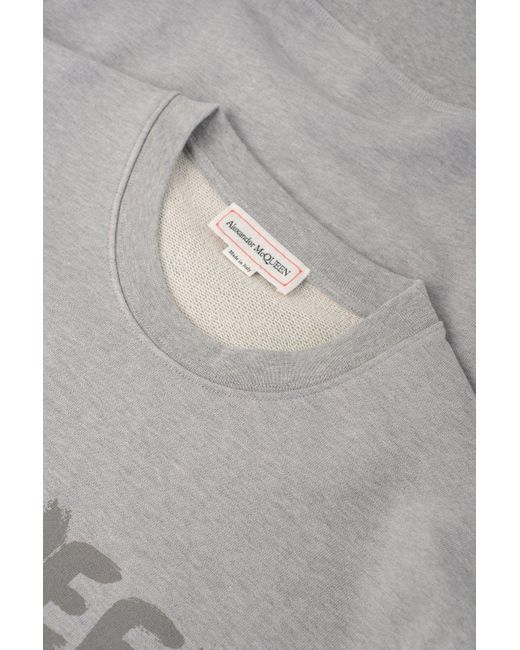 Alexander McQueen Gray Graffiti Print Sweatshirt for men