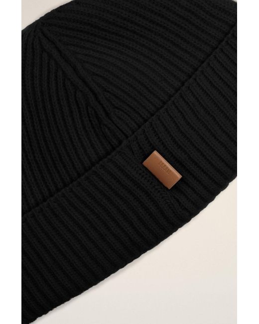 AMI Black Ami Label Wool Hat for men