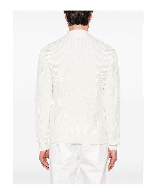 Tom Ford White Merino Silk Button Shawl Sweater for men
