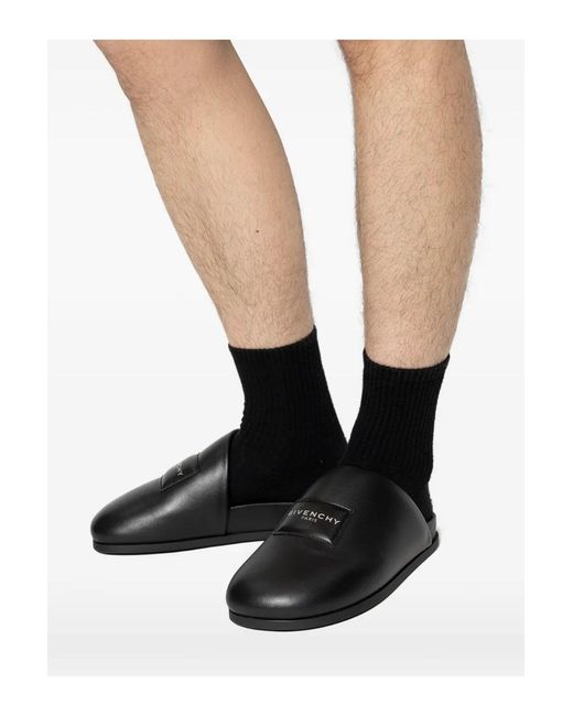 Givenchy Black Leather Mules for men