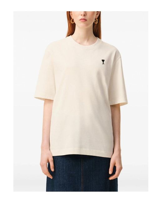 AMI White Boxy Fit Signature Back T Shirt