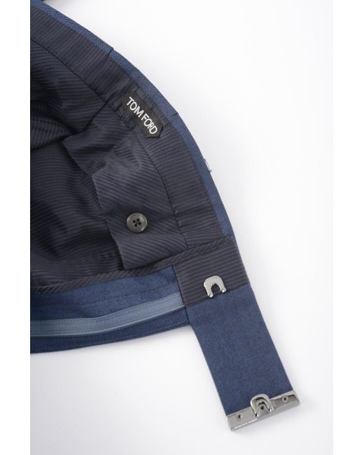 Tom Ford Blue Mohair Atticus Trousers for men