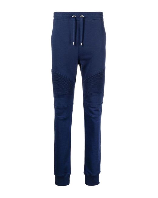 Balmain Blue Ribbed Printed Sweatpants for men