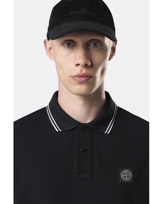 Stone Island Black S0018 Patch Logo Polo for men