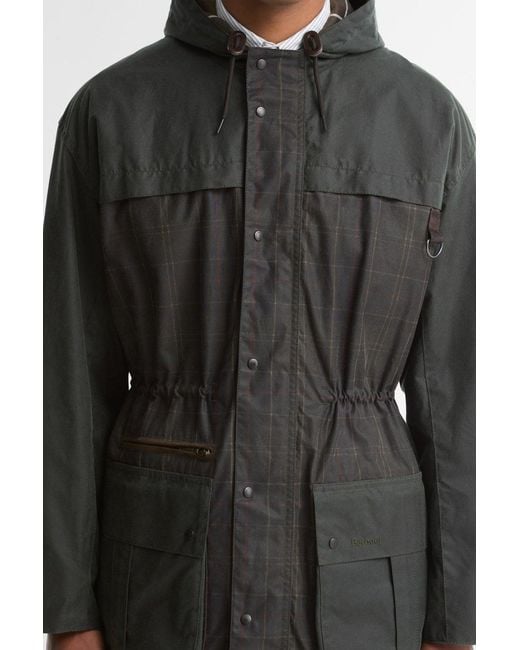 Barbour Black Cons Tartan Durham Waxjacket for men