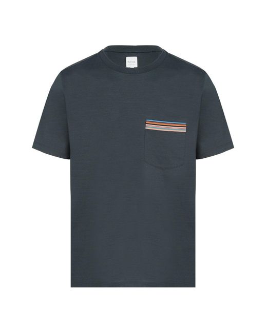 Paul Smith Black Stripe Pocket Cotton T Shirt for men