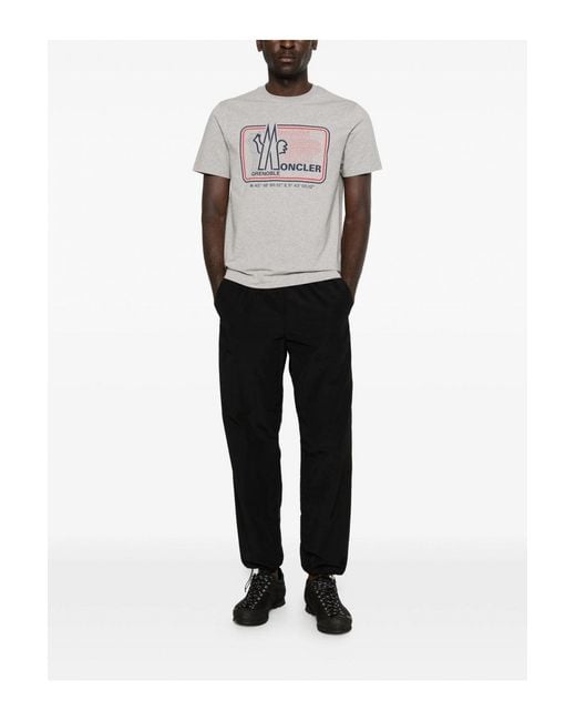 Moncler Gray Text Branding T Shirt for men