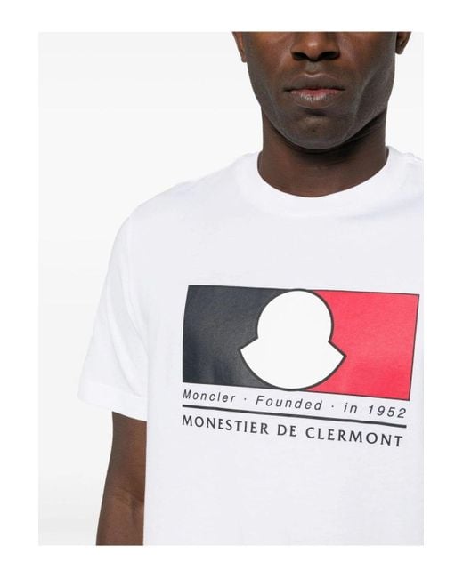 Moncler White Box Logo Cotton T Shirt for men