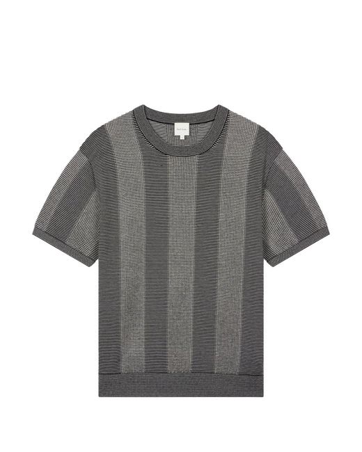 Paul Smith Gray Knitted Stripe T Shirt for men