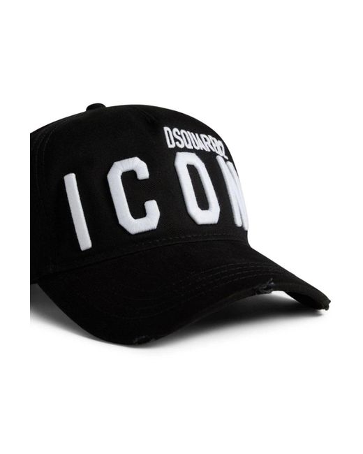 DSquared² Black Logo-embroidered Baseball Hat for men