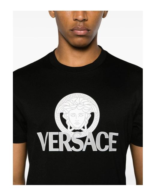 Versace Black Medusa Compact Cotton T Shirt for men