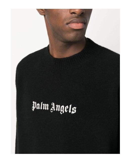 Palm Angels Black Classic Logo Sweater for men