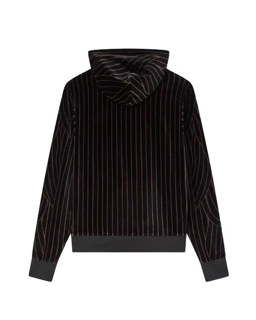 KENZO Black Leaf Stripe Velvet Full Zip Hoodie for men