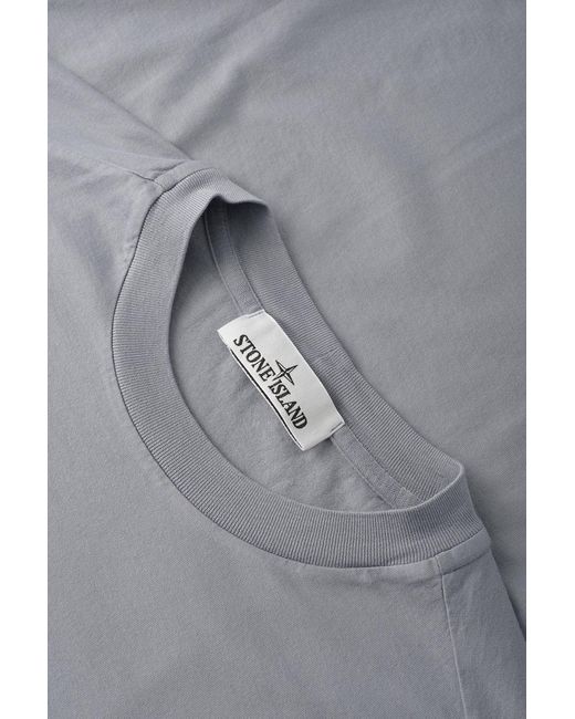 Stone Island Blue S0013 Patch Logo T Shirt for men