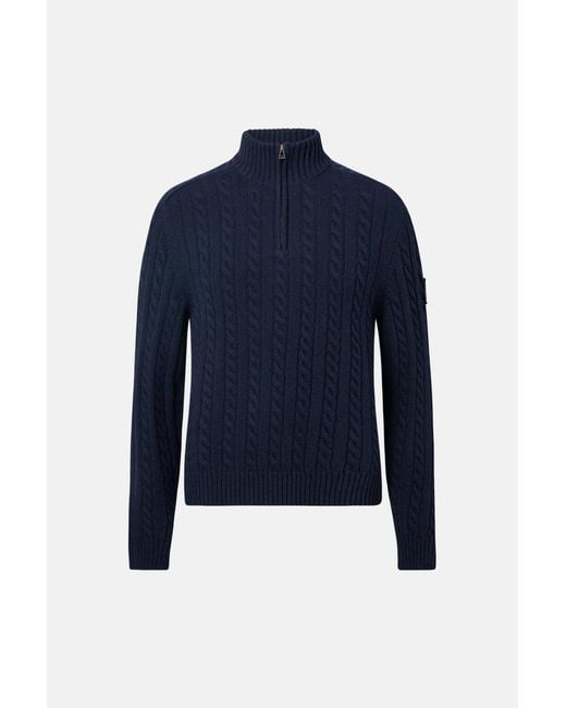 Belstaff Blue Westport Quarter Zip Sweater for men