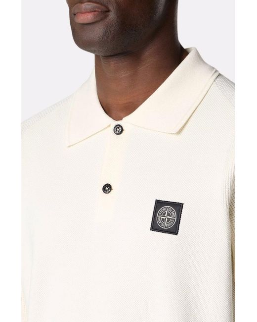 Stone Island Blue S00b5 Knitted Polo for men