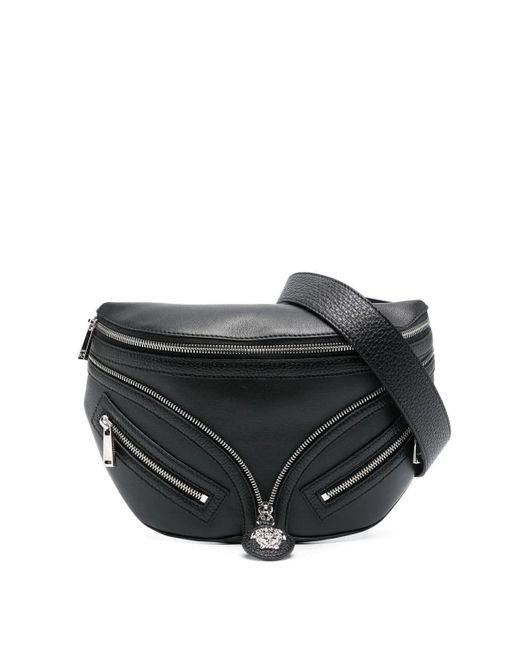 Versace Black Calf Leather Belt Bag for men