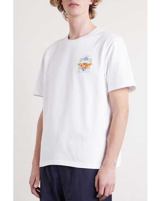Casablanca White Flower Court T Shirt for men