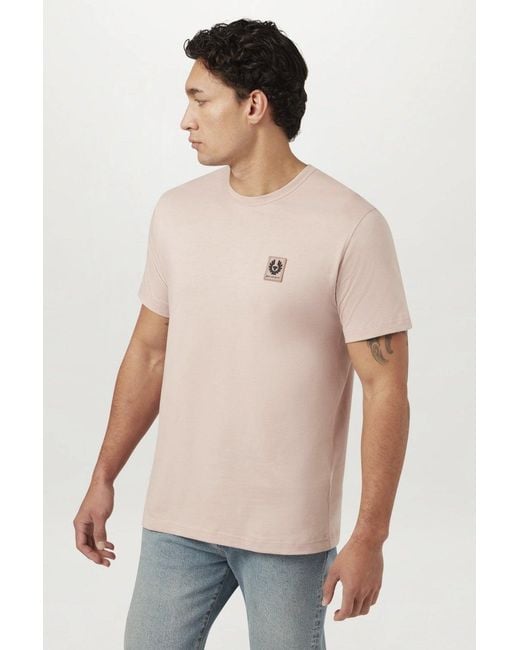 Belstaff Pink Patch Logo T Shirt for men