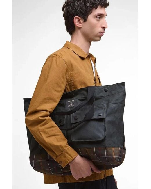 Barbour Black Field Wax Tote Bag